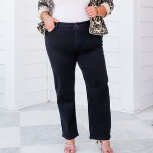 NWT Plus-Size Mica Denim: Black Mid-rise Straight Leg Jeans